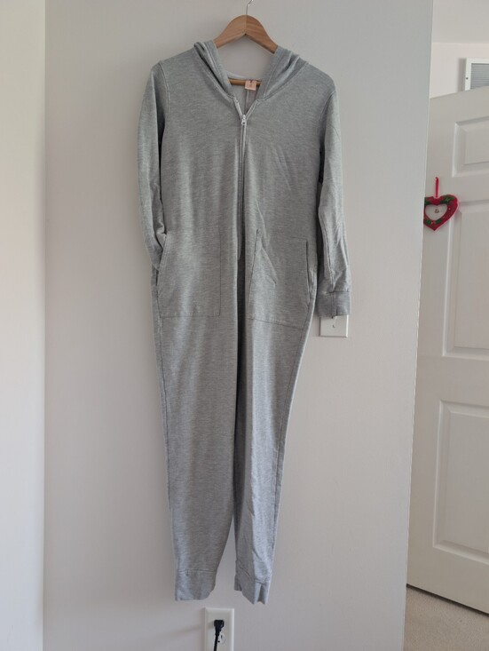 Smash + Tess Pants - Smash + Tess Light Gray Hooded One‑Piece Jumpsuit